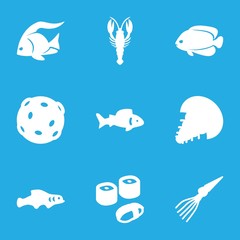 Set of 9 seafood filled icons