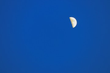 Moon beautiful on  dark  blue sky with copy space for text
