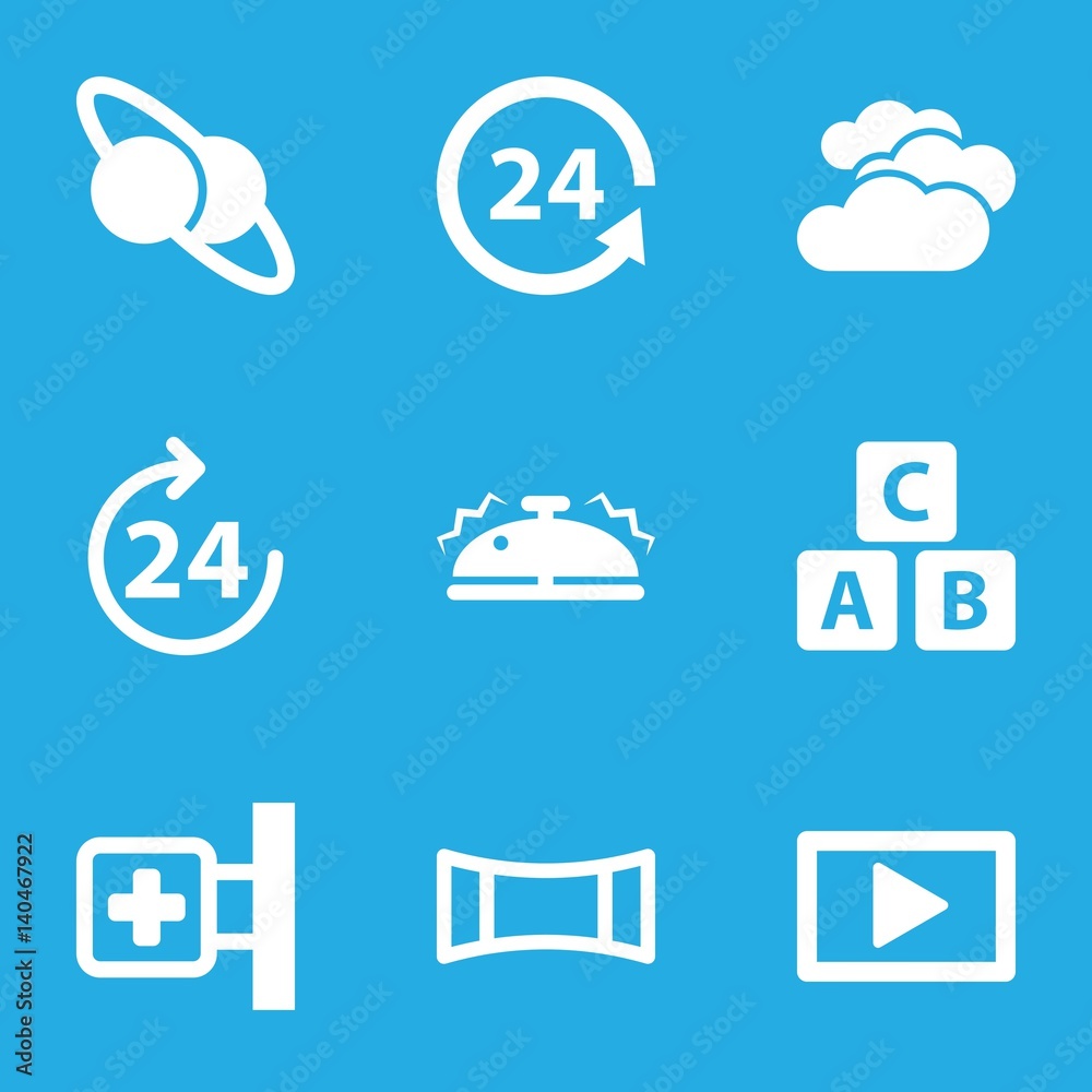 Poster set of 9 glossy filled icons
