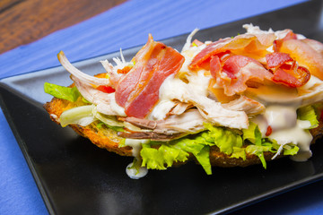 Chicken and bacon tasty bread toast