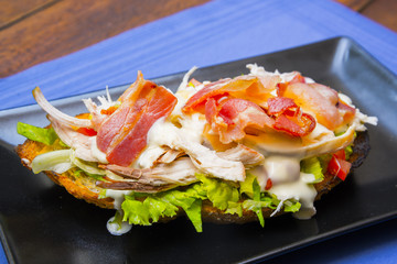 Chicken and bacon tasty bread toast