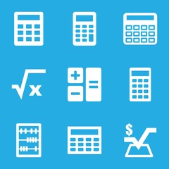 Set of 9 calculate filled icons