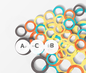 Geometrical circles on white with shadows