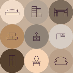 Seamless pattern with modern Furniture.