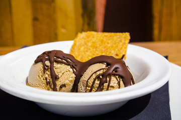 Ice cream balls sweet dessert