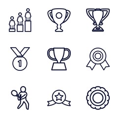 Set of 9 trophy outline icons