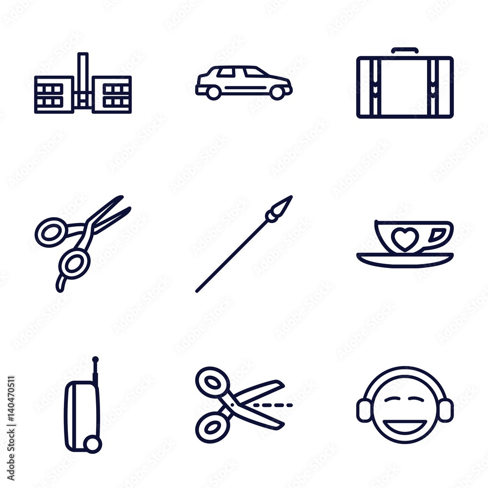 Wall mural Set of 9 clipart outline icons