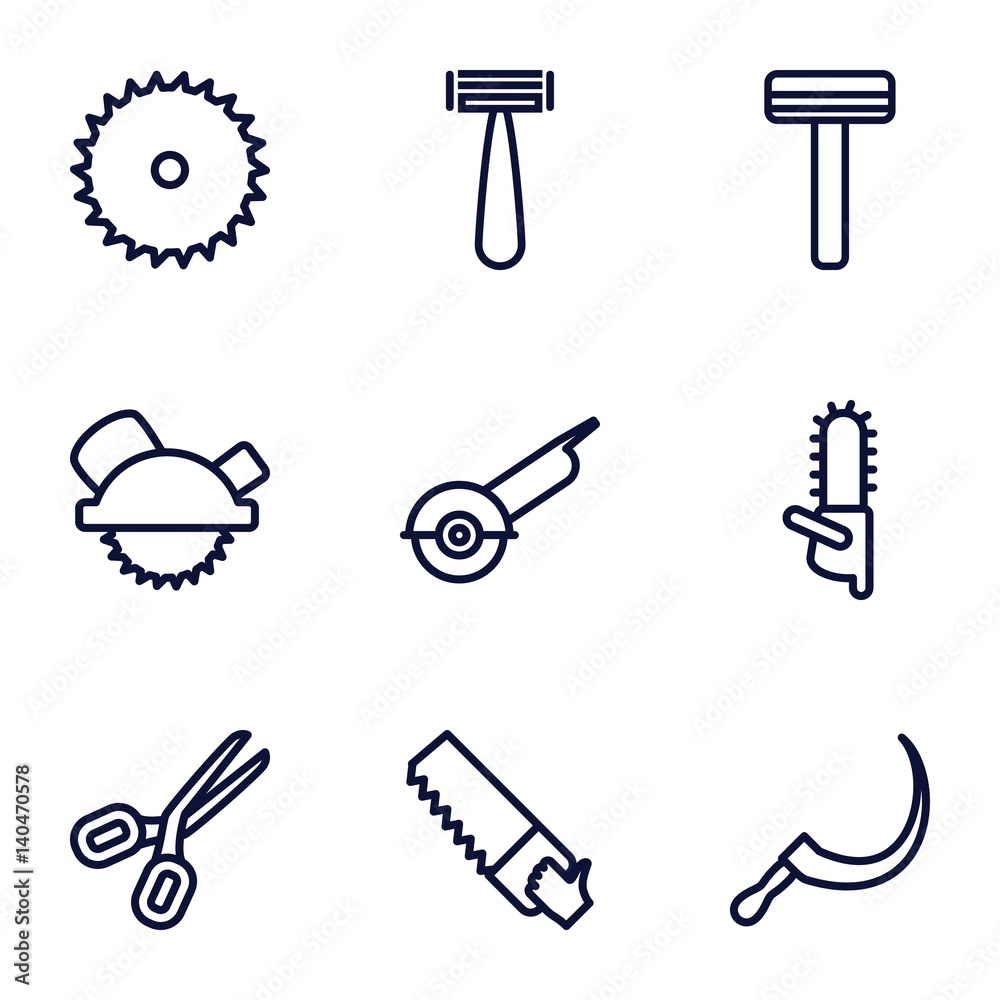 Sticker set of 9 blade outline icons