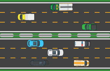 Asphalt Highway with Eight Means of Transportation