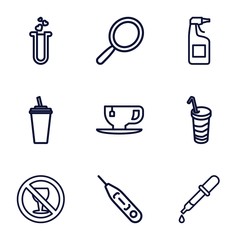 Set of 9 glass outline icons