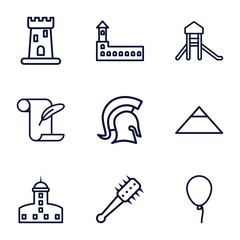 Set of 9 history outline icons