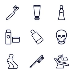 Set of 9 tooth outline icons