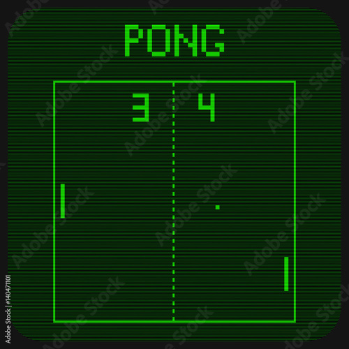 "First ever computer game pong interface. Multiplayer gaming process as
