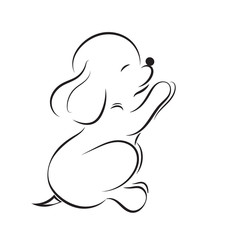 Black outline drawing of dog isolated on white background