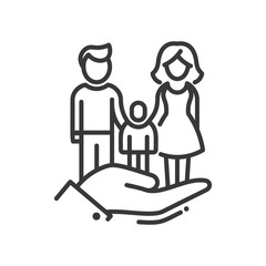 Here is a Family - vector modern line design icon