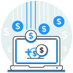 Online Payment - Infographic Icon Elements from Online Services Set. Flat Thin Line Icon Pictogram for Website and Mobile Application Graphics.