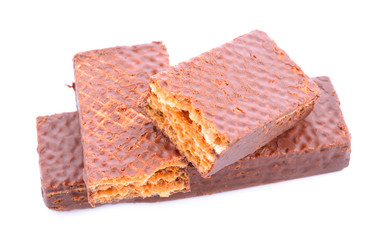 chocolate waffles isolated on white background