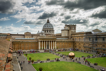 Tourists sightseeing in the Vatican Museo garden
