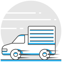 Motor Carrier Transportation - Infographic Icon Elements from Logistics and Transport Set. Flat Thin Line Icon Pictogram for Website and Mobile Application Graphics.