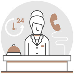 Reception - Infographic Icon Elements from Hotel Services Set. Flat Thin Line Icon Pictogram for Website and Mobile Application Graphics.