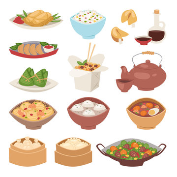 Chinese traditional food steamed dumpling asian delicious cuisine healthy dinner meal and gourmet china lunch breakfast cooked vector illustration
