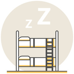 Dormitory - Infographic Icon Elements from Hostel Services Set. Flat Thin Line Icon Pictogram for Website and Mobile Application Graphics.