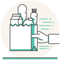 Grocery delivery - Infographic Icon Elements from Grocery Shopping Set. Flat Thin Line Icon Pictogram for Website and Mobile Application Graphics.