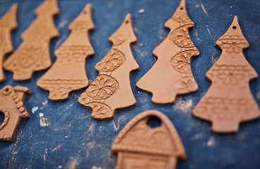 Background of decorative fireclay firtrees