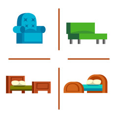 Sofa isolated vector illustration isolated furniture interior living simple element comfortable indoor home room set house armchair classic relax