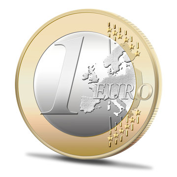3d 1 Euromünze, freigestellt