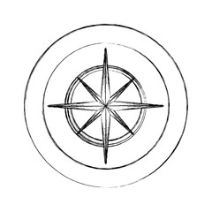 circular frame with silhouette compass star icon vector illustration