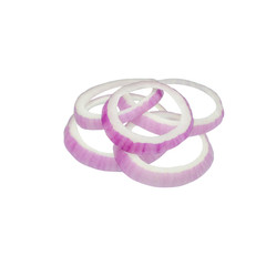 Sliced red onion rings isolated on white background cutout