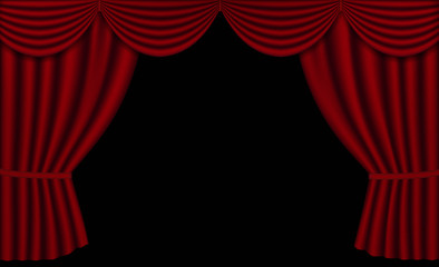 Vector Red Theater Curtains, Open