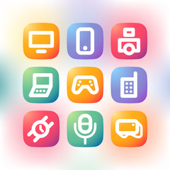 Simple modern colorful icons. Gadgets theme set.