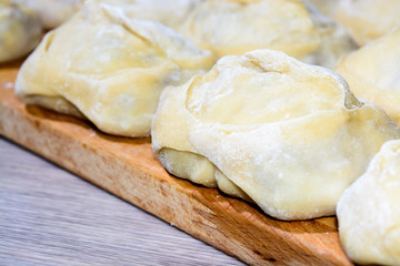 Homemade raw manti