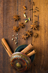 asian spices top view with copyspace