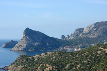 Fototapeta na wymiar View from Palvani-Oba mountain towards Novy Svet location, Crimea, Russia.