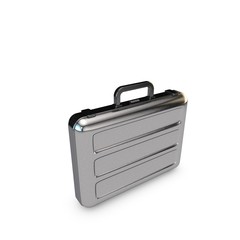 Metallic suitcase. Isolated on white background. 3D rendering illustration.