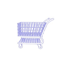 Empty shopping cart. Isolated on white background. Sketch illustration.
