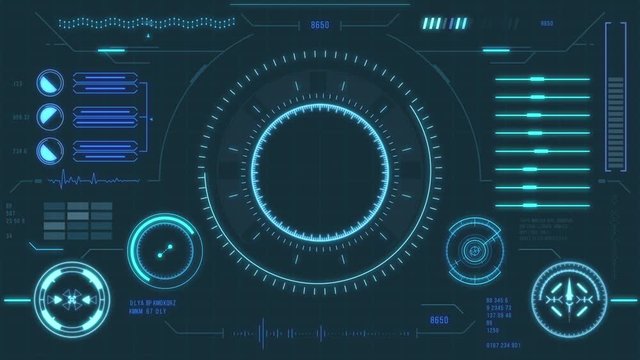 Futuristic user interface with HUD and infographic elements. Virtual technology background. Head-up display template for business, games, motion design, web and app.