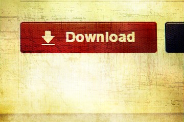 Detail of computer monitor when images are downloaded. Button icon. Vintage style.