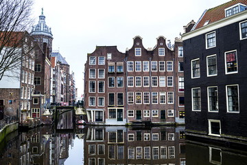 Amsterdam canals and typical houses