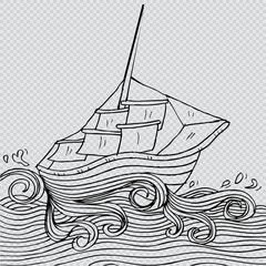 Doodle style sketch of a sailboat