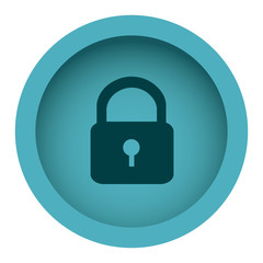 blue circular frame with silhouette padlock vector illustration