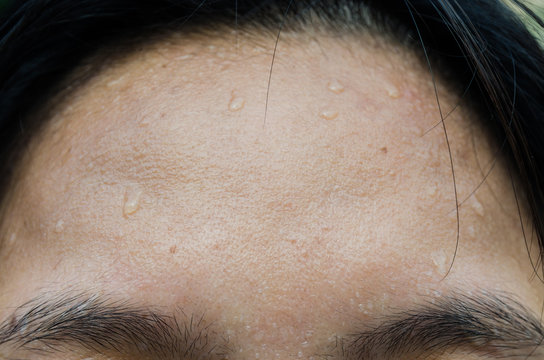 close up sweat on face Asia womans. excercise and  relax