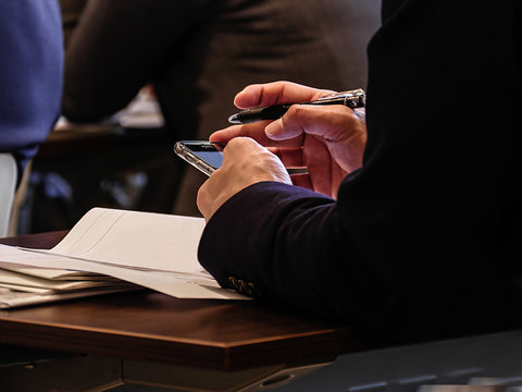 Man using smartphone