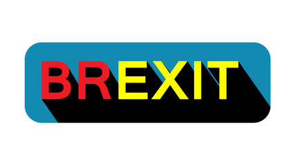 Brexit icon with two colors. Yellow and red letters with shadow. Referendum UK. Brexit text