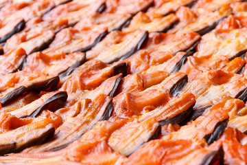 Obraz na płótnie Canvas row of dried catfish