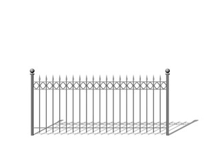 Metal fence.Isolated on white.3D rendering illustration. Sketch style.