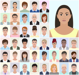 Portrait of different people business, job, vector illustration